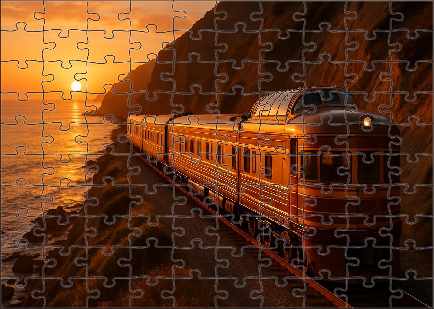 Amber Sunset Panorama Observation Train Mini Puzzle