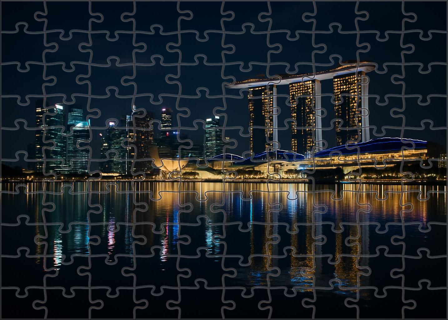 Singapore Marina Bay Skyline A Sleek Futuristic Ensemble With Landmark Marina Bay Sands Dominating The Composition Puzzle For Kids
