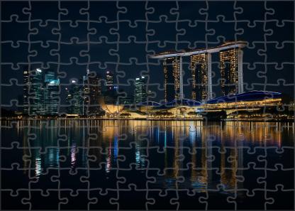 Singapore Marina Bay Skyline A Sleek Futuristic Ensemble With Landmark Marina Bay Sands Dominating The Composition Puzzle For Kids