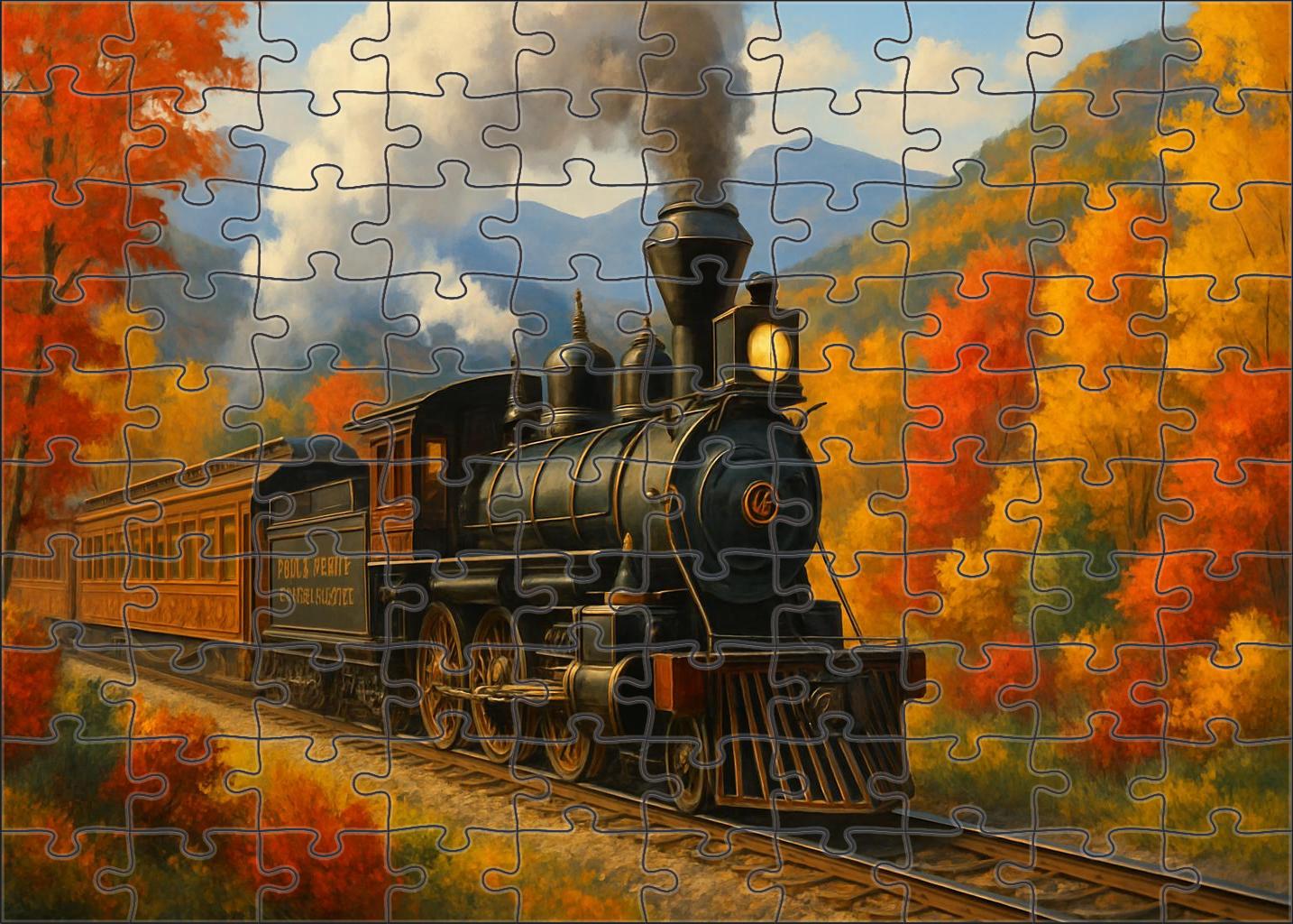 Blue Ridge Heritage Express Vintage Steam Locomotive With Elegant Passenger Cars 20 Piece Puzzle