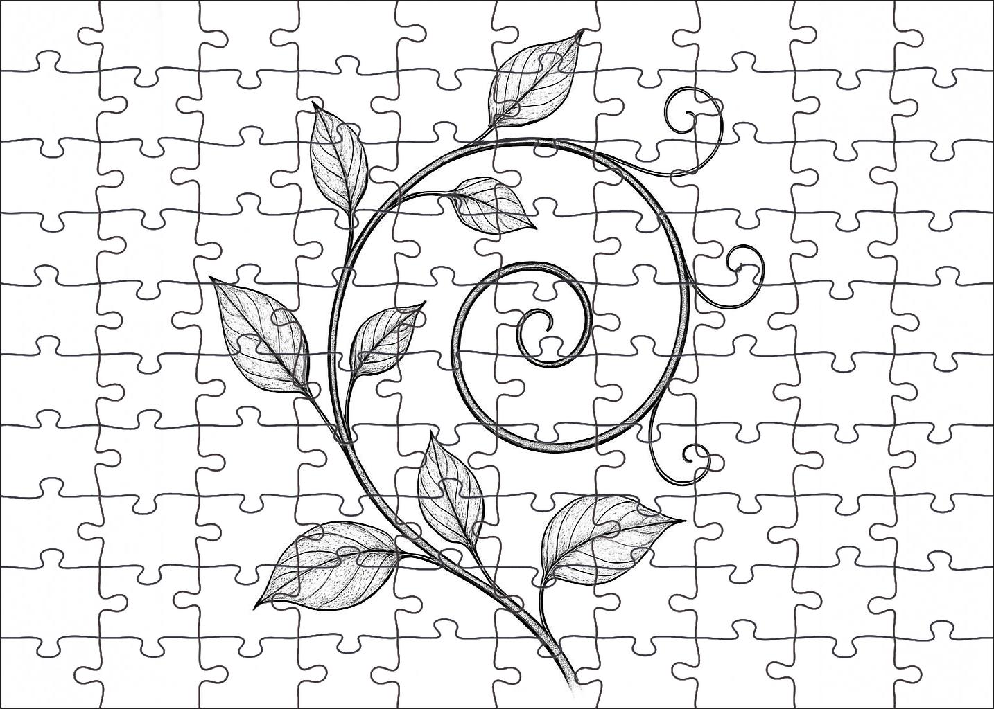 Botanical Vine Spiral Ink Pen Linear Study With Delicate Tendril Detail Puzzle For Kids