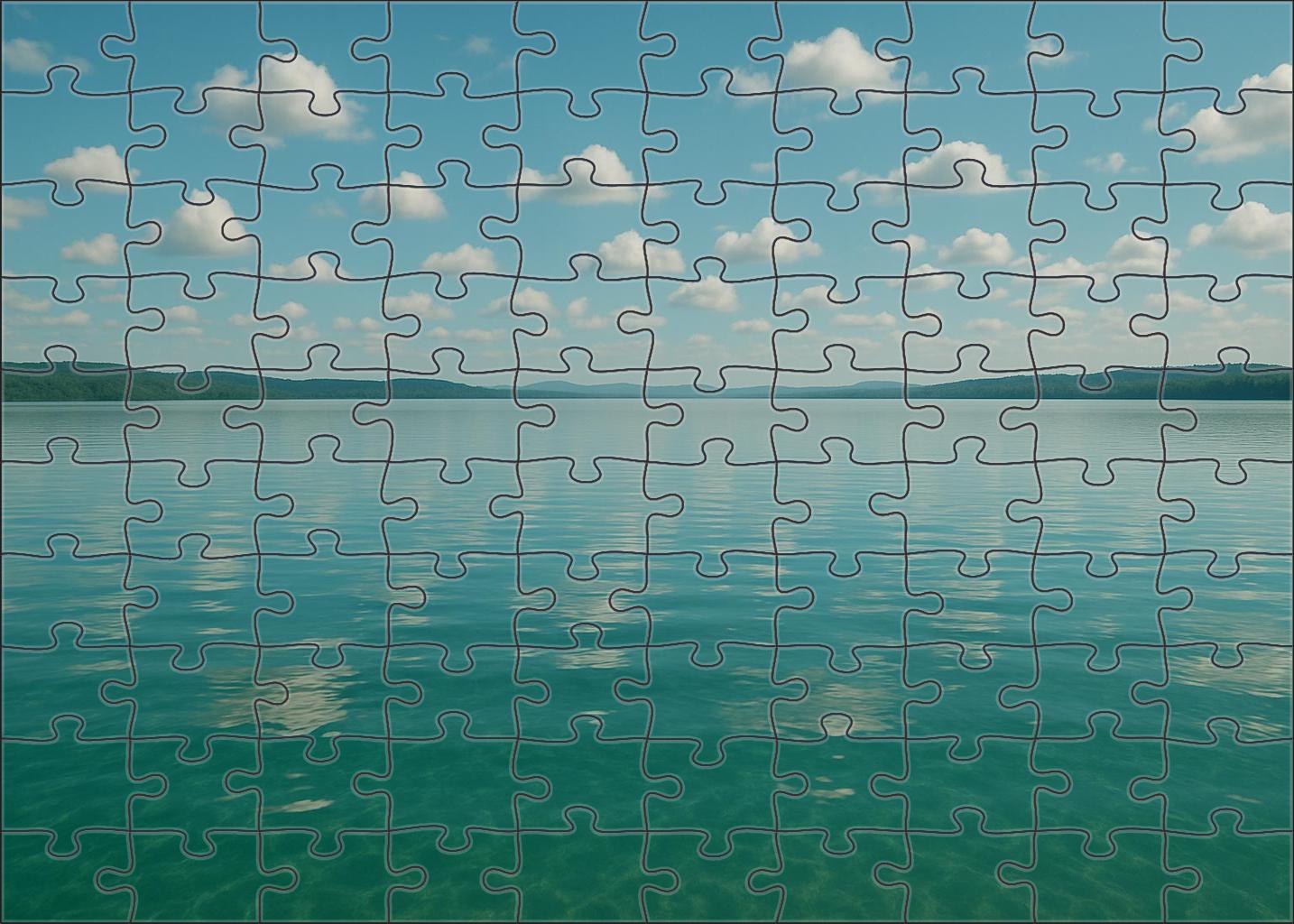 Emerald Twilight Reflection Enchanting Hues Above Tranquil Waters Puzzle Collection