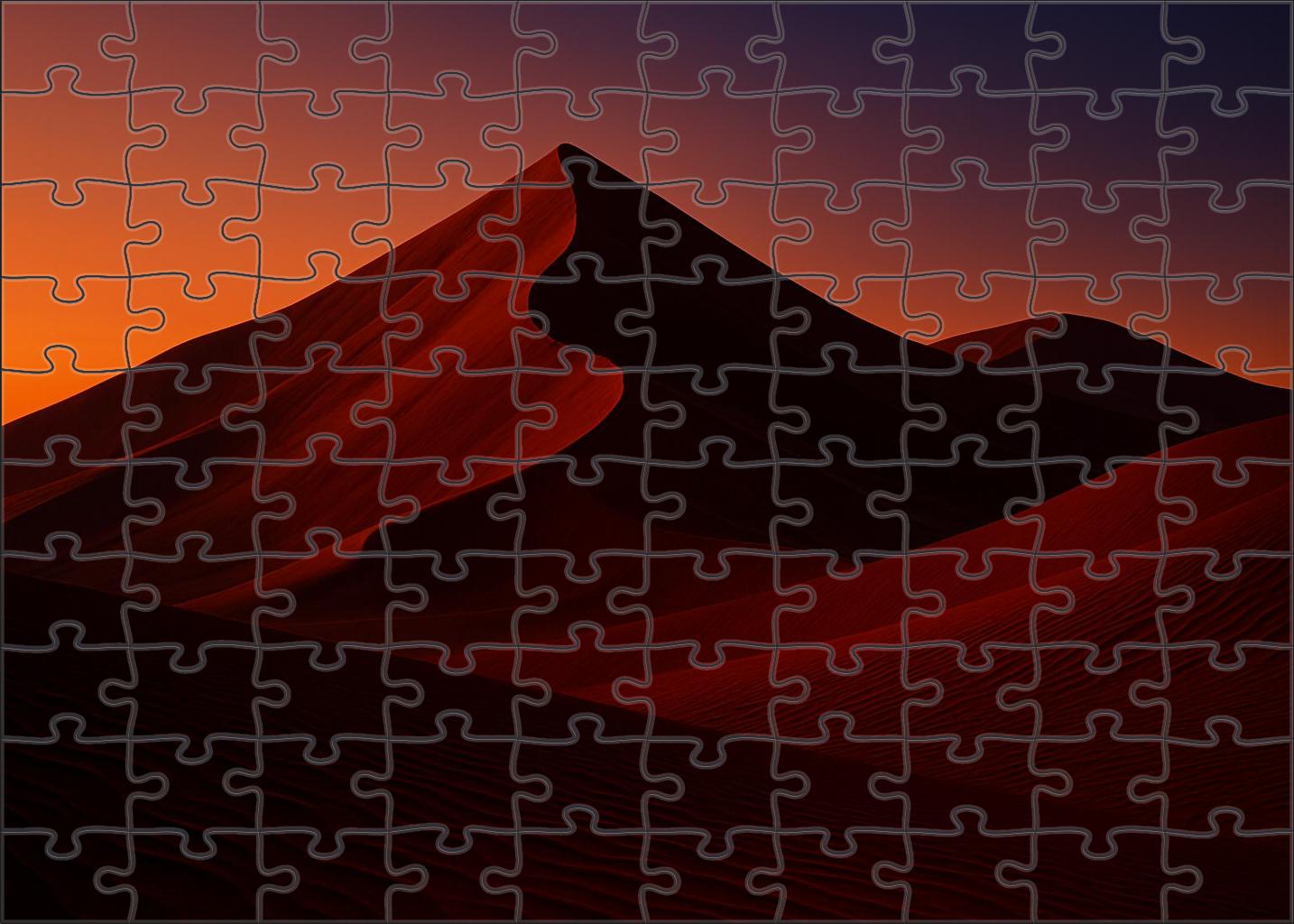 Crimson Dune Crest Vibrant Slopes Under Twilights Embrace Puzzle For Kids