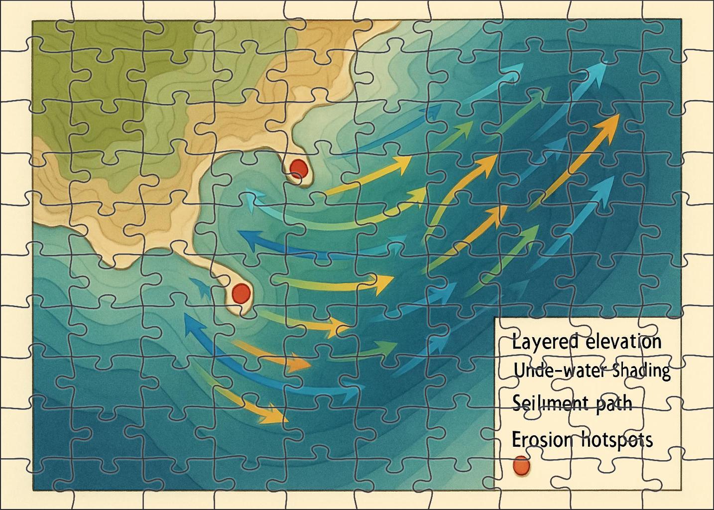 Coastal Erosion And Sediment Transport Visualization Large Format Puzzle