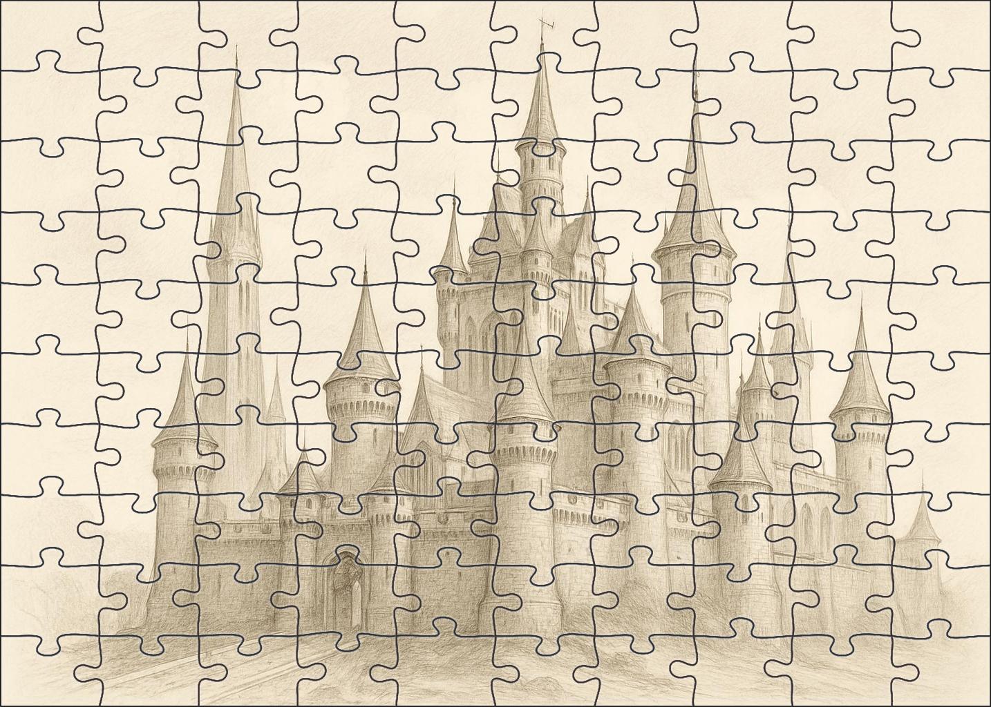 Fantasy Architecture Draft Elaborate Pencil Sketch Of Imagined Castle Family Puzzles