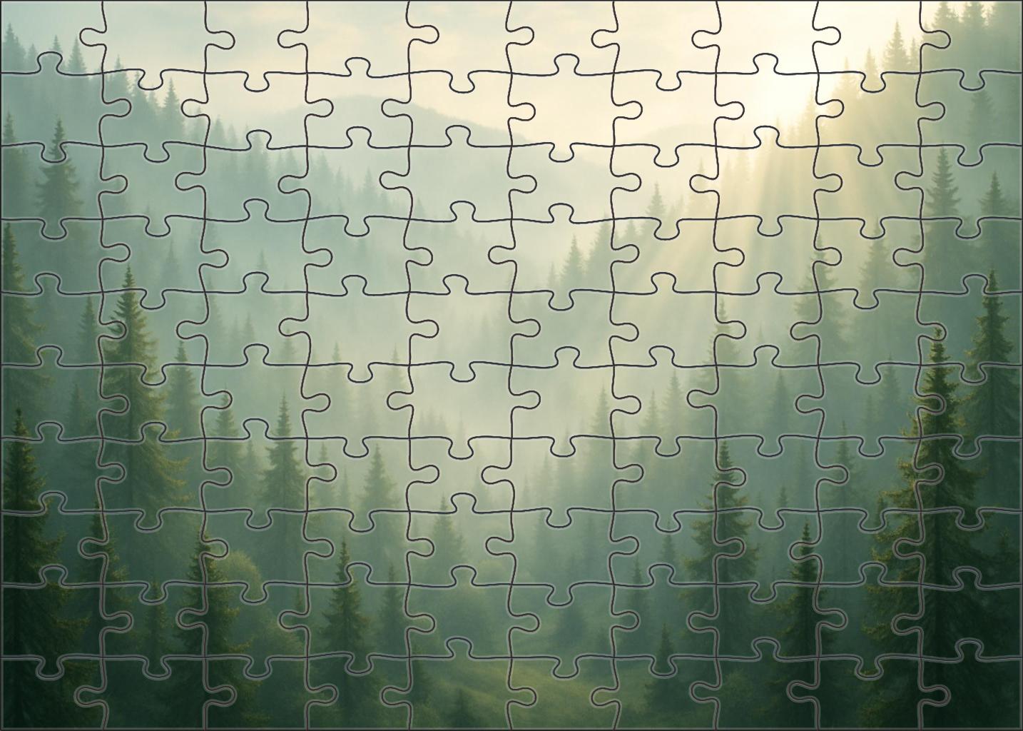 Verdant Hillocks With Misty Veil Large Format Puzzle