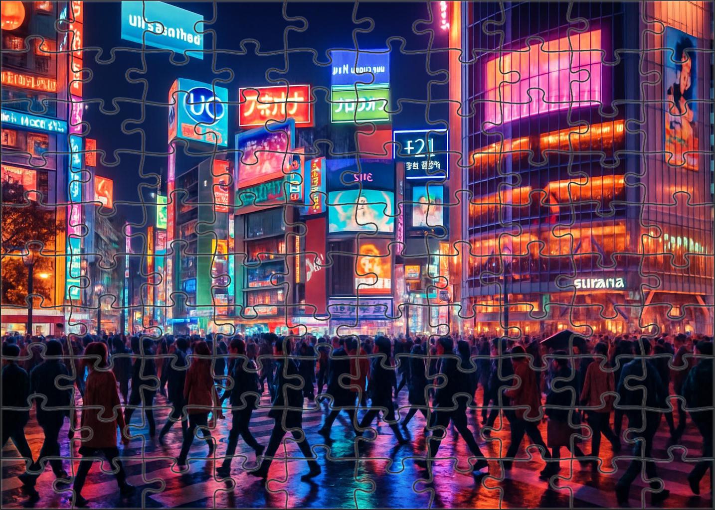 Neon-lit Shibuya Crossing Tokyo Japan Celebrated By 6547 Worldwide As A Symbol Of Urban Vibrancy Puzzle Fun