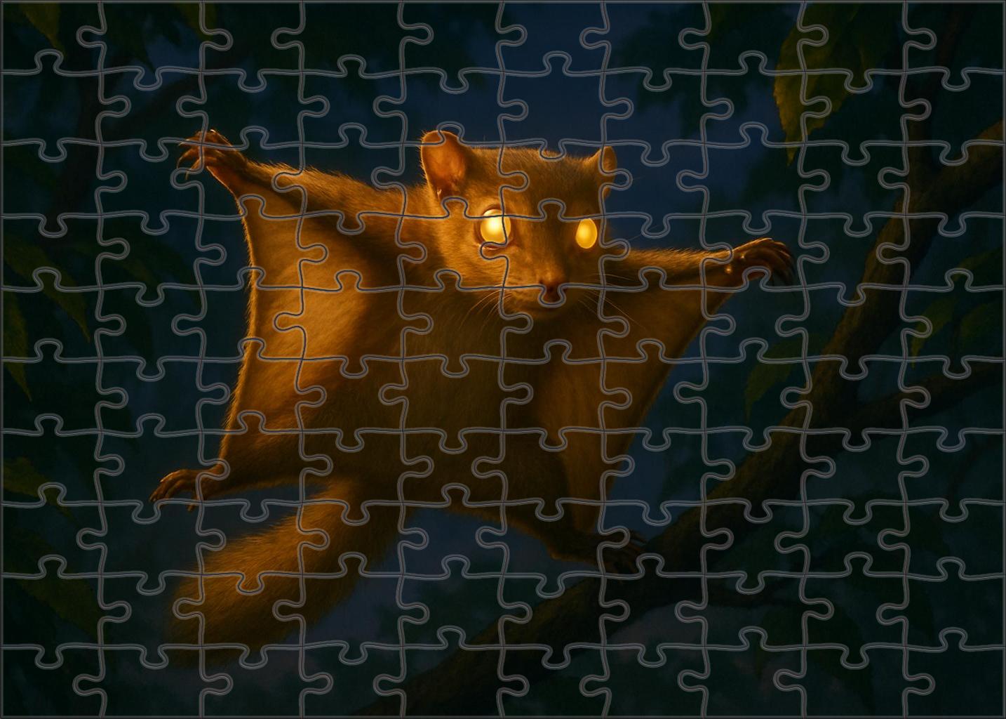 Golden Canopy Glider Agile Mammal With Patagium And Vibrant Fur Premium Puzzle Pieces