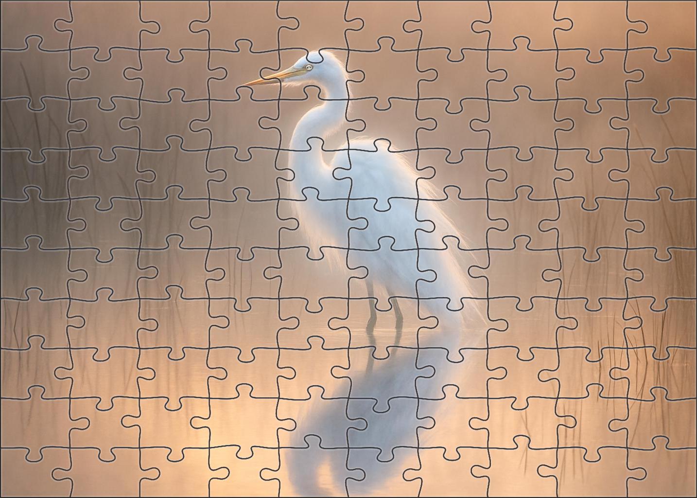 Ghostly Egret Graceful Marsh Specter Premium Puzzle Pieces