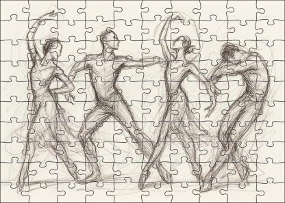 Expressive Human Figure Gesture Rapid Pencil Sketches Capturing Movement Large Format Puzzle