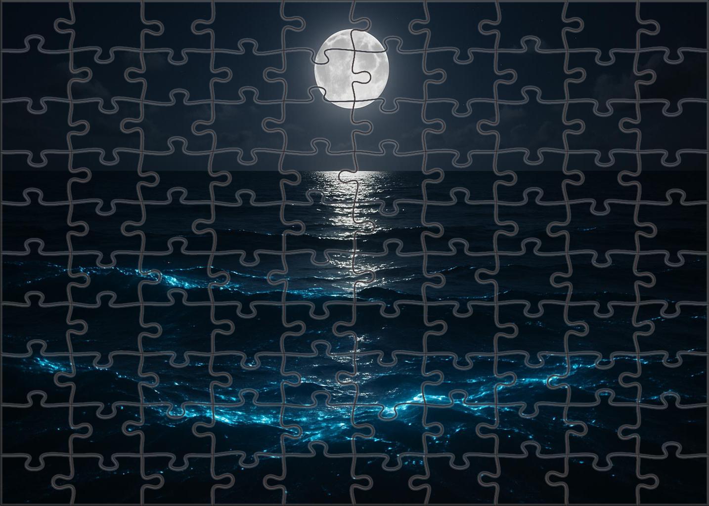Moonlit Bioluminescent Drift Night Glow Beneath Silvered Waves 50 Piece Puzzle