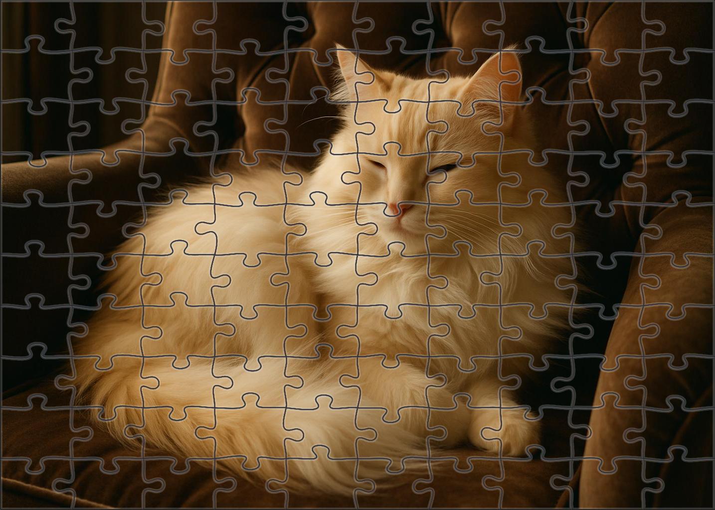 Ivory Cascade Longhaired Cream-colored Cat With Serene Disposition 200 Piece Puzzle