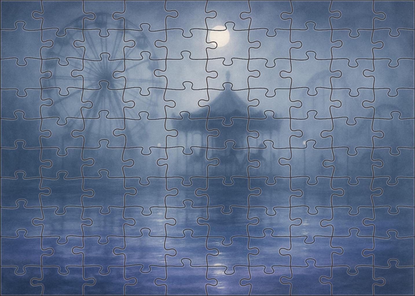 The Phantom Carnival Shimmering Silhouettes In A Moonlit Mist Unique Puzzle Design