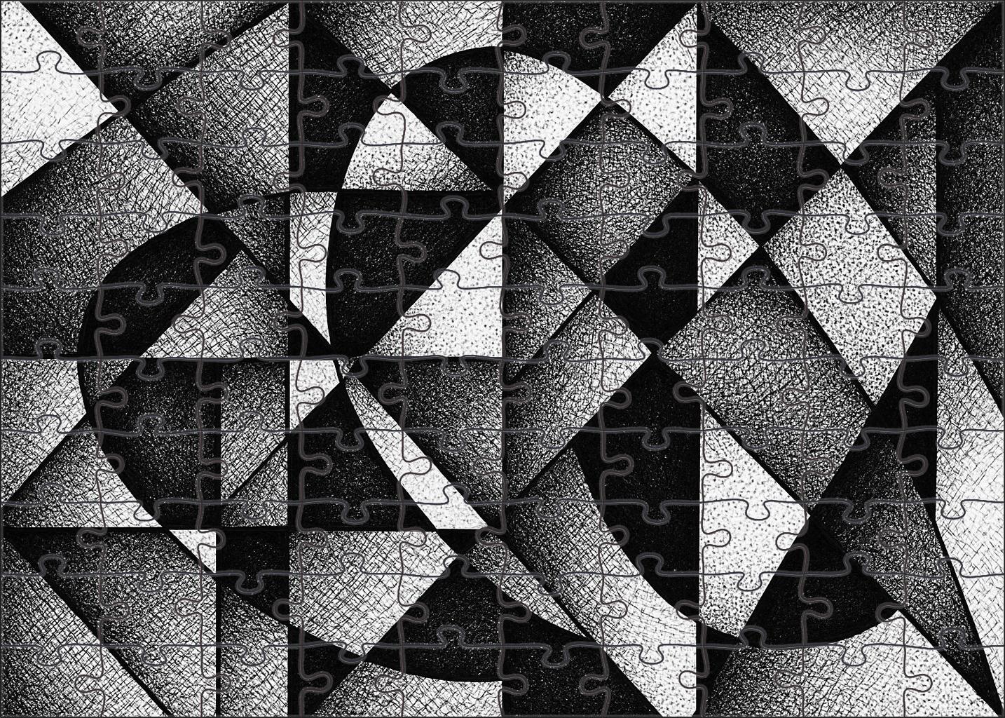 Abstract Geometric Exploration Bold Ink Shapes With Layered Textures Family Puzzles