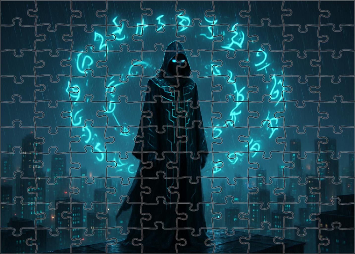 Digital Witchcore Mystique Enchanted Cyber Sorcery In Neon Shadows 20 Piece Puzzle