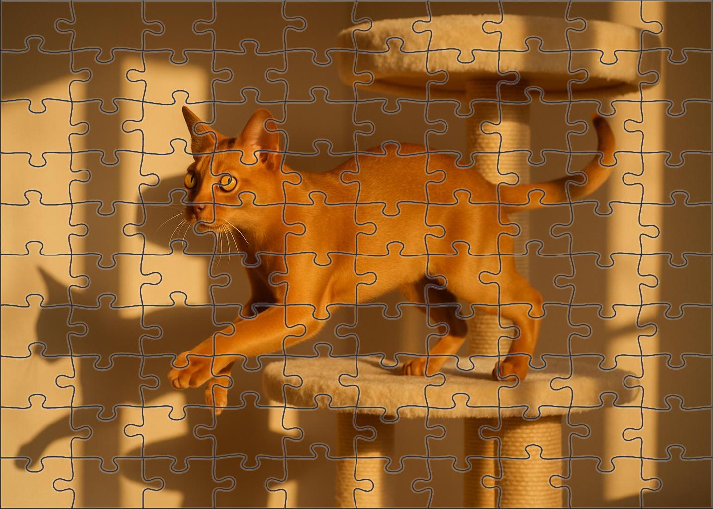 Golden Ripple Smooth Coated Cat With Luminous Yellow Eyes 20 Piece Puzzle