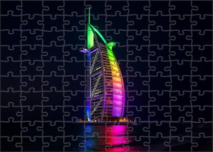 The Burj Al Arab Situated In Dubai United Arab Emirates Recognized By 7260 Globally As A Luxury Hotel And Architectural Icon Shaped Like A Sail 20 Piece Puzzle