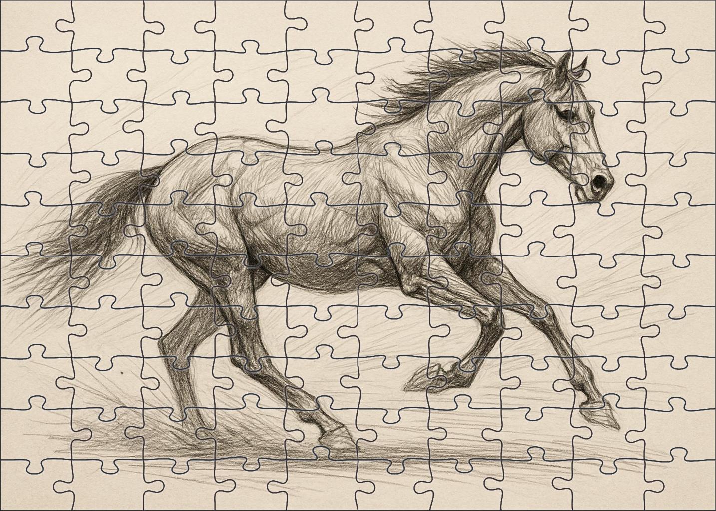 Dynamic Equine Anatomy Study Energetic Pencil Sketch Of Horse Musculature Mini Puzzle
