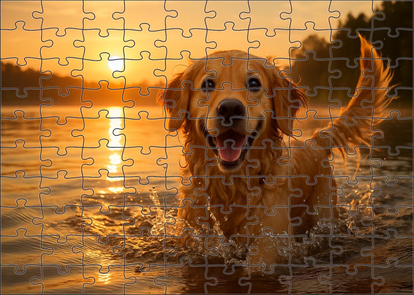 Golden Ripple Medium Curly-coated Retriever With Playful Nature Puzzle Collection