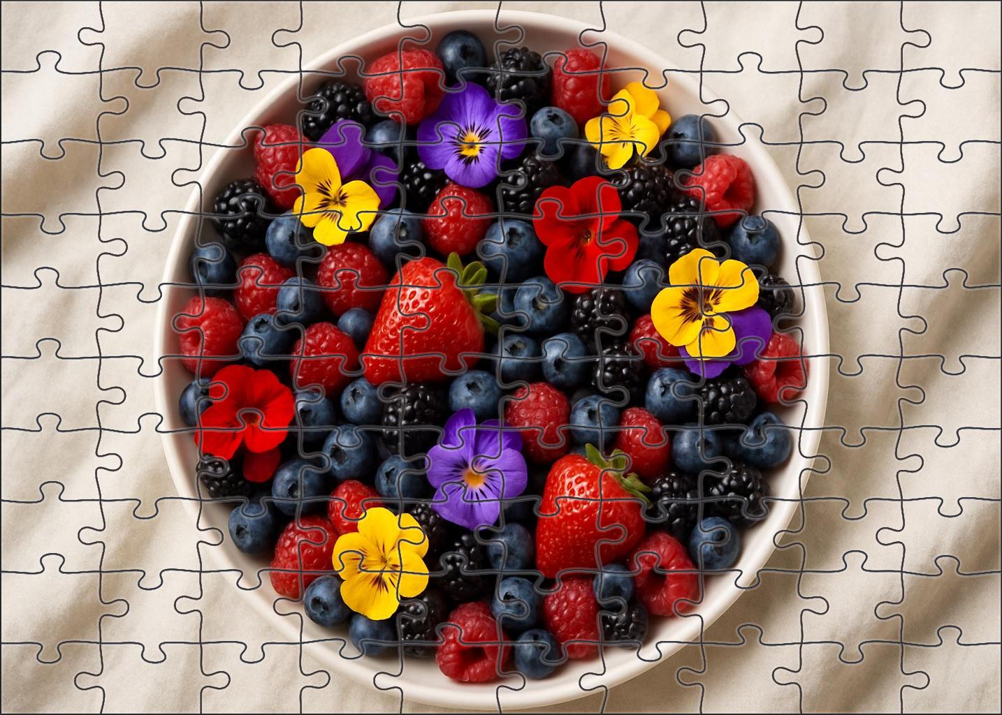 Morning Meadow Platter Mixed Berries And Edible Flowers Display 100 Piece Puzzle