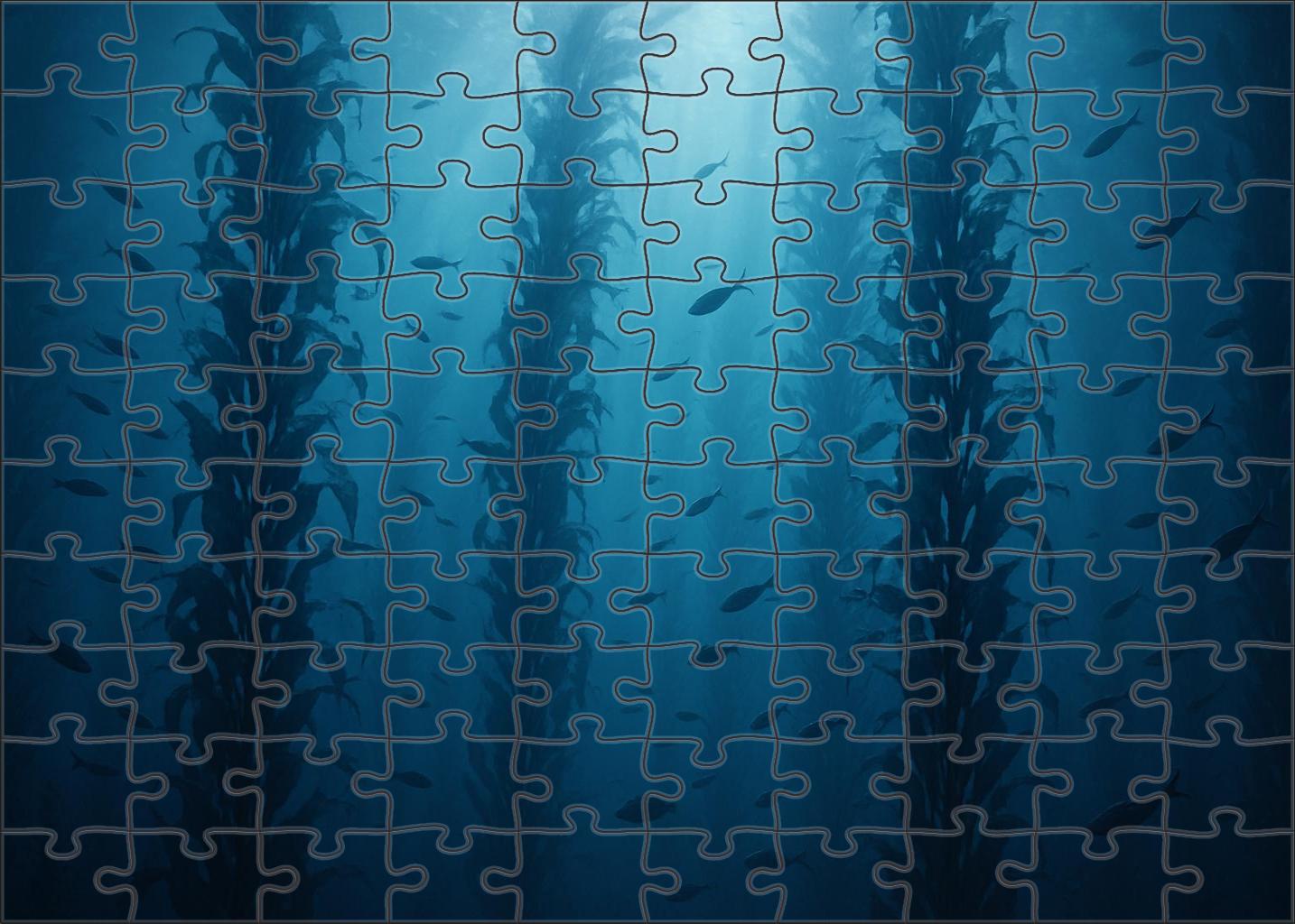 Midnight Kelp Forest Towering Fronds In Cool Shadowed Depths 20 Piece Puzzle