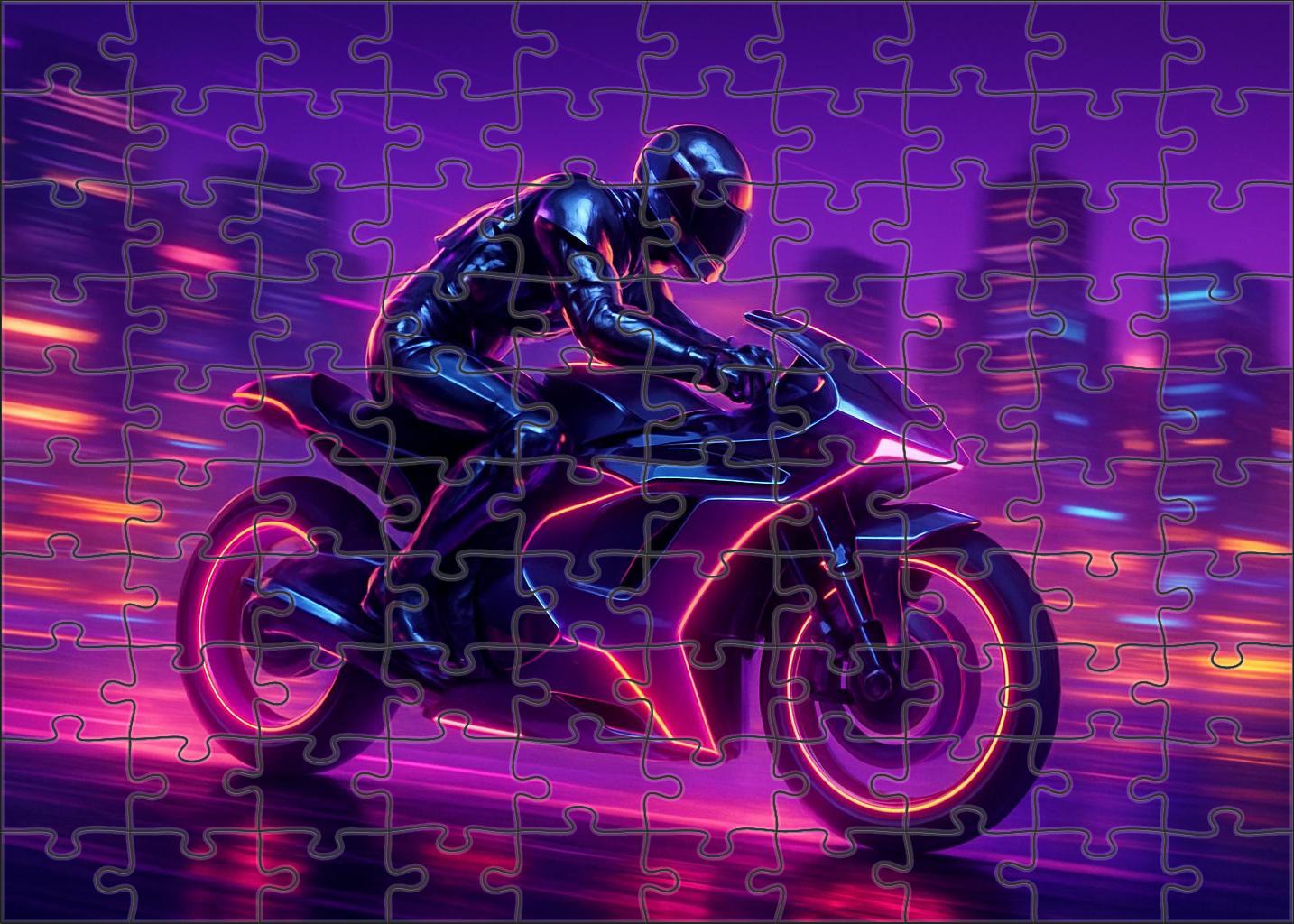 Retro-futurist Racing Saga Chrome Speed And Neon Rush 50 Piece Puzzle