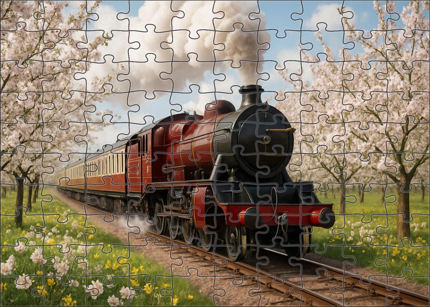 Orchid Blossom Heritage Express Elegant Steam Train With Luxurious Vintage Coaches Premium Puzzle Pieces