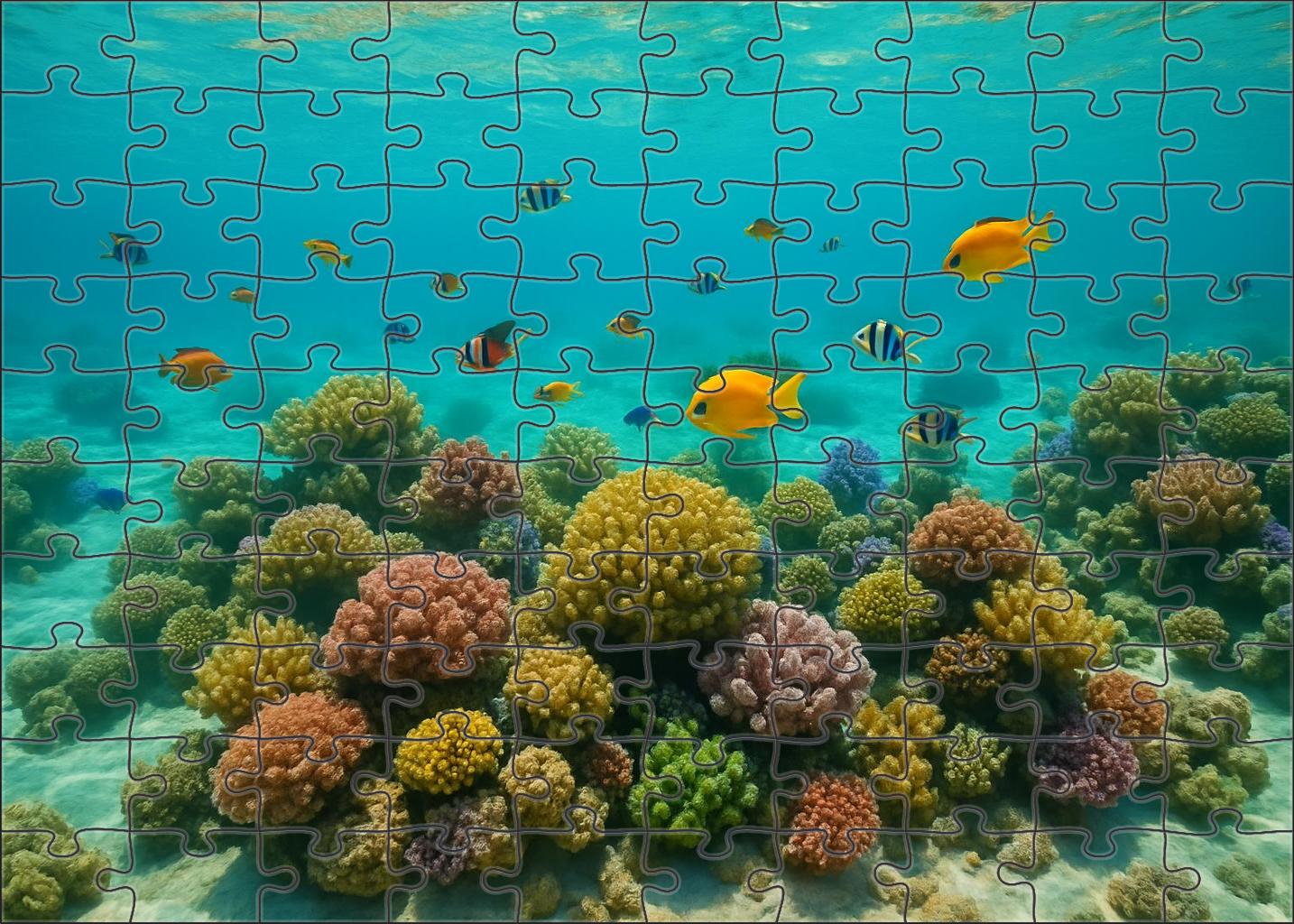 Golden Sunlit Lagoon Shallow Waters Brimming With Coral Life Premium Puzzle Pieces