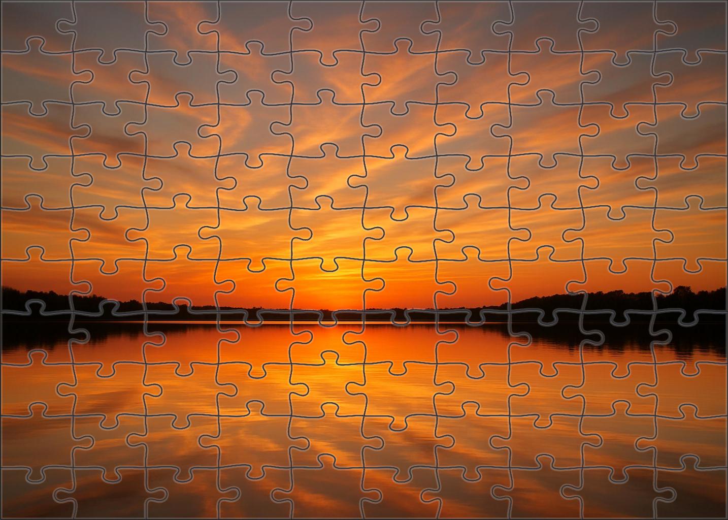 Tangerine Glow Horizon Citrus Hues Over Still Waters Puzzle For Kids