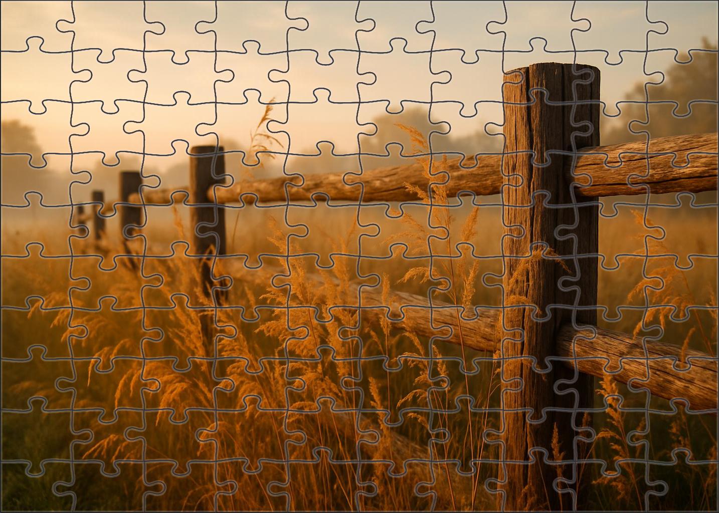 Golden Meadow Fence Line Tall Warm-toned Wildflowers With Feather-like Leaves 50 Piece Puzzle