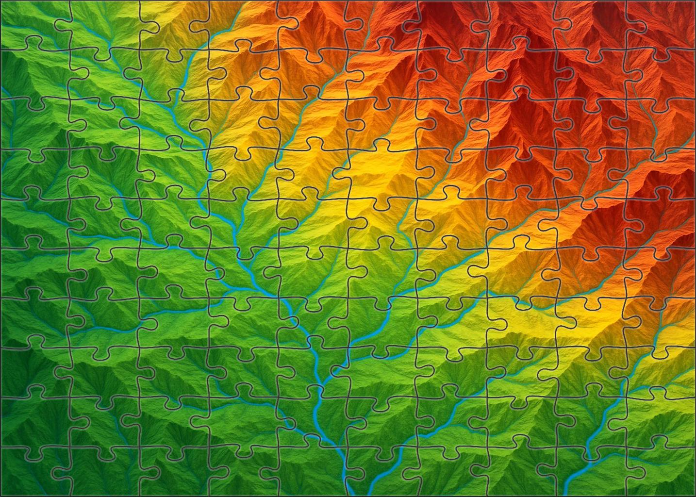 Chromatic Relief With Hydrologic Emphasis Premium Puzzle Pieces