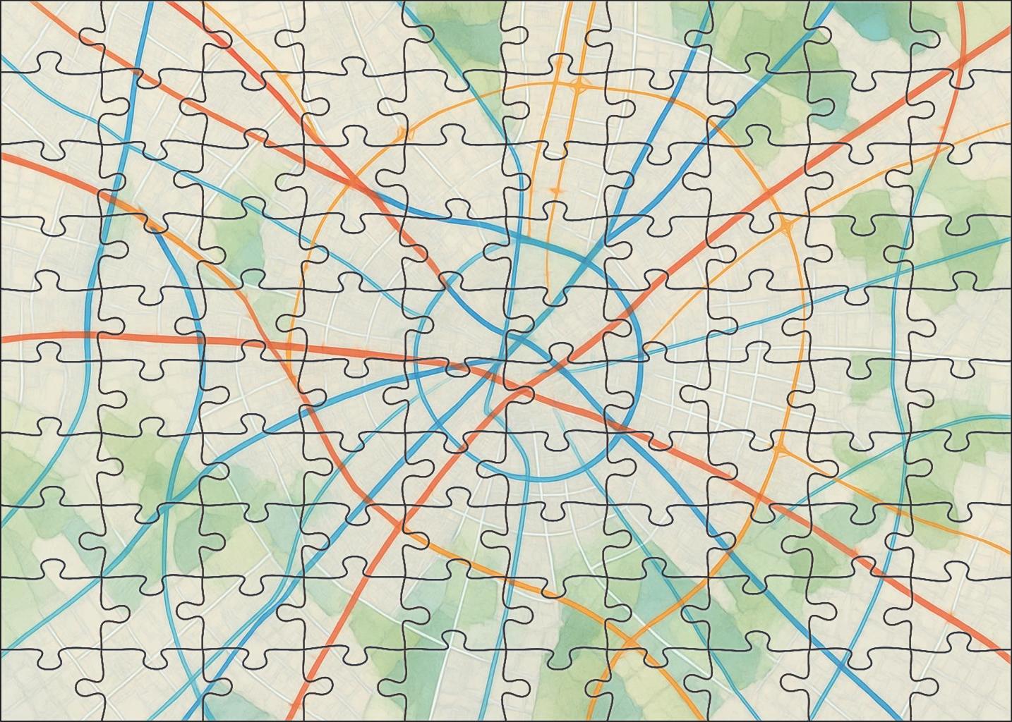 Multilayered Urban Infrastructure Diagram Puzzle Collection