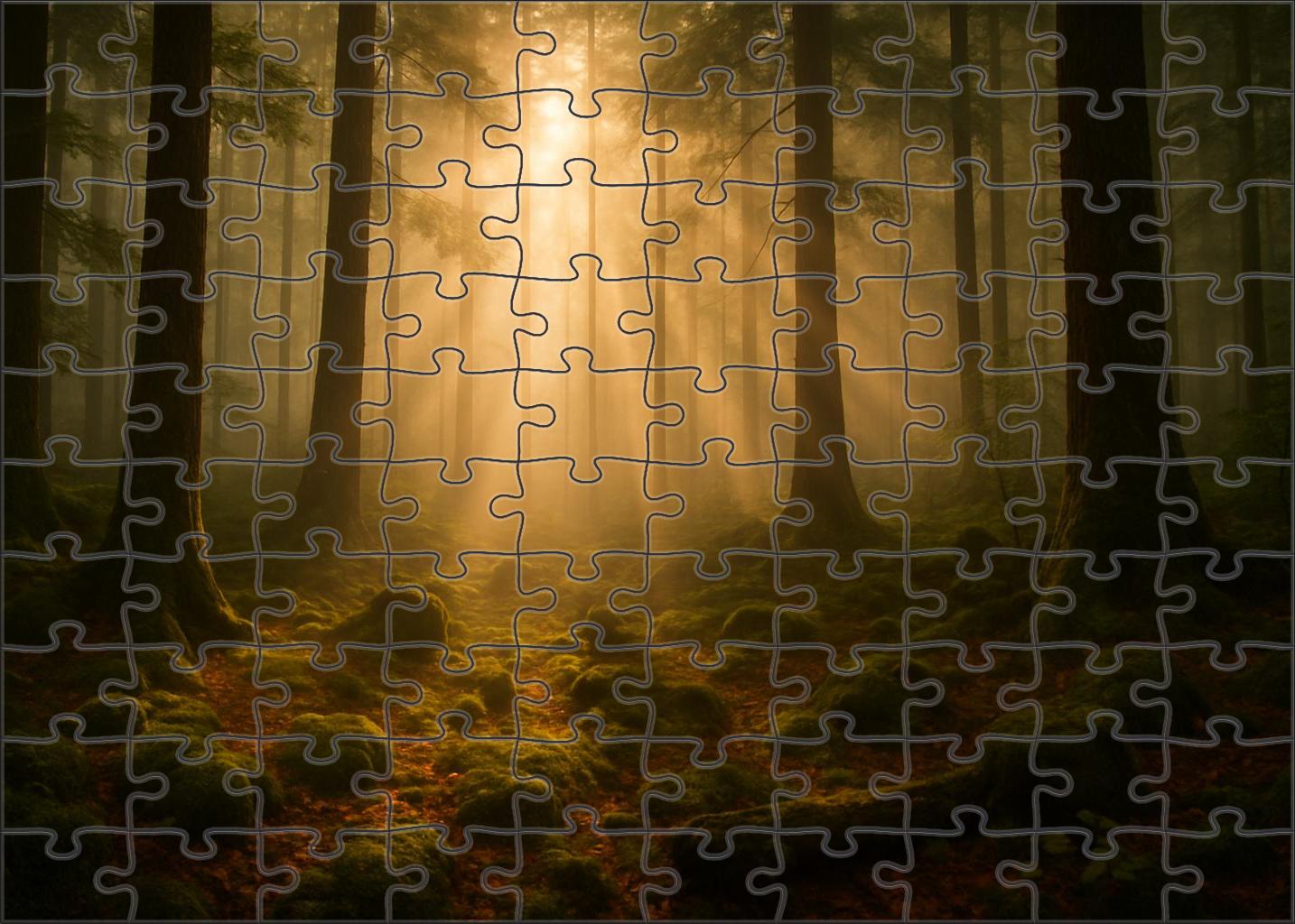 Sunlit Foggy Woodland Clearing 500 Piece Puzzle