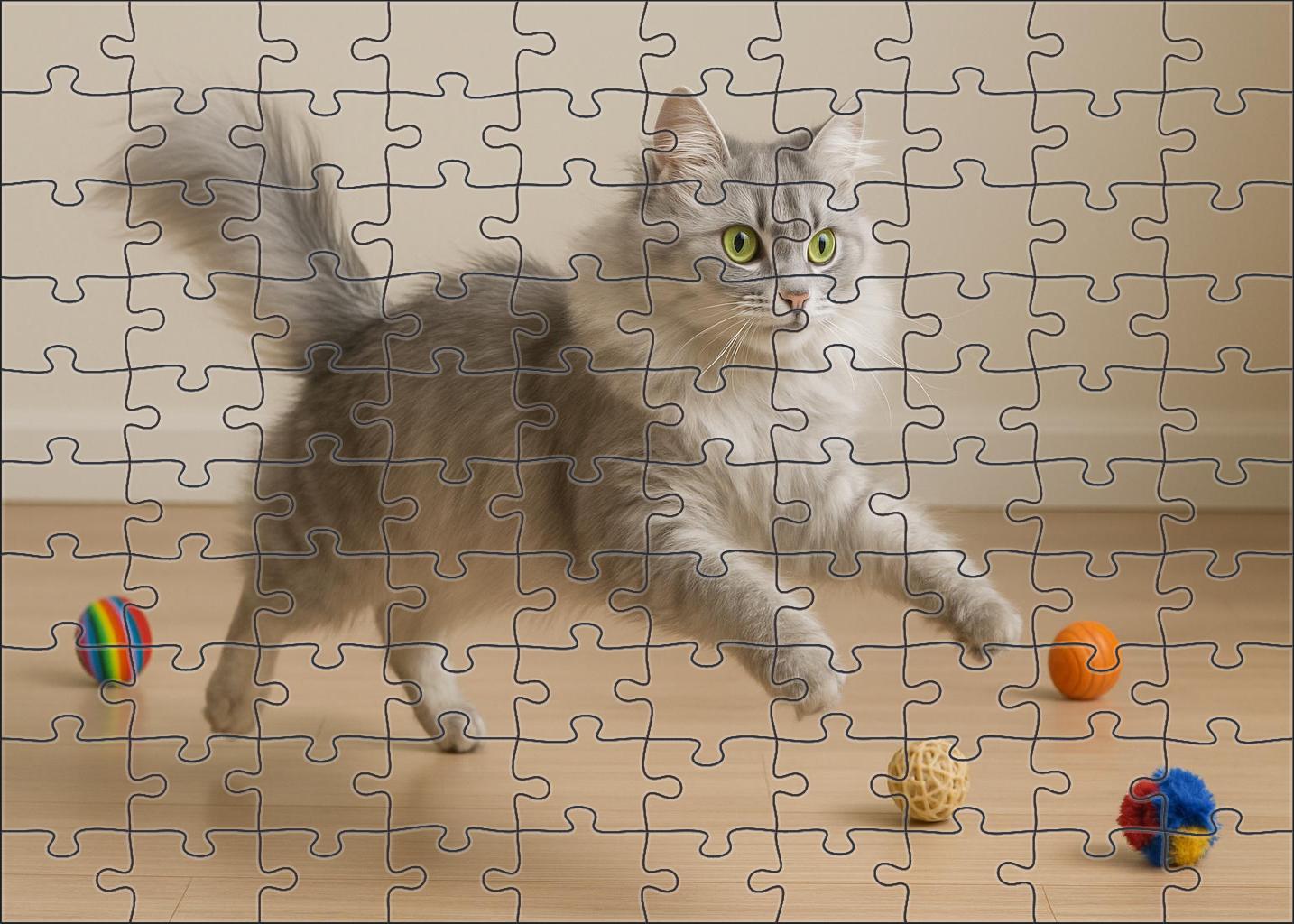 Silver Frost Silvery Longhair With Playful Spirit Unique Puzzle Design