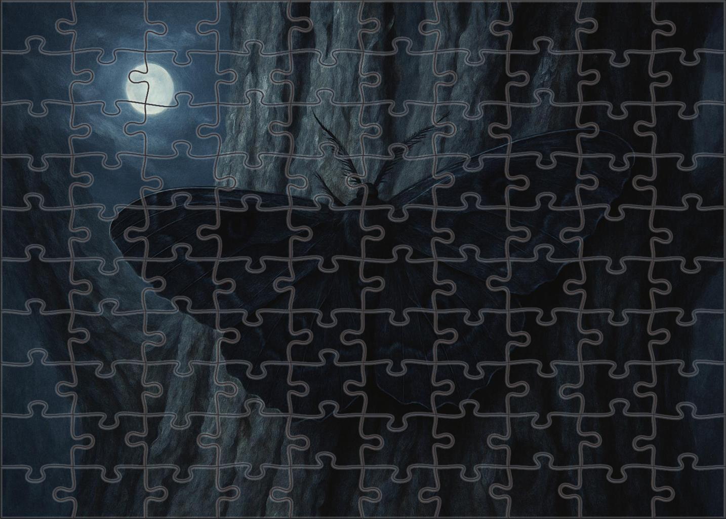 Onyx Veil Moth Nighttime Specter With Silken Shadowed Wings Puzzle For Adults