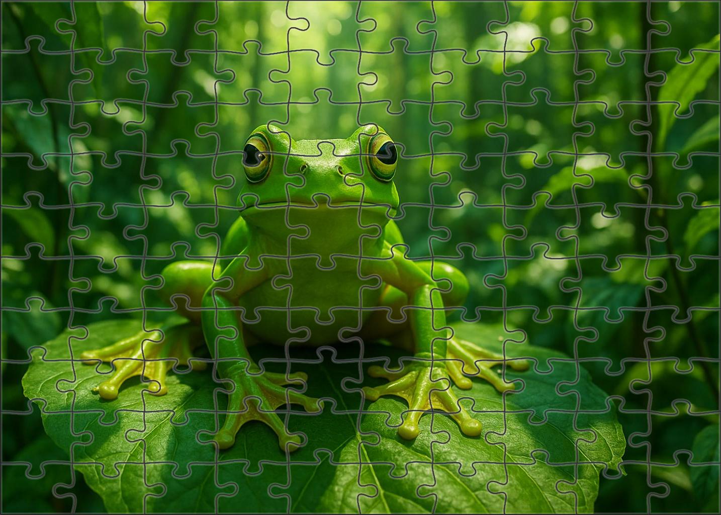 Verdant Crest Hopper Vibrant Arboreal Amphibian With Expansive Webbed Feet Puzzle For Adults