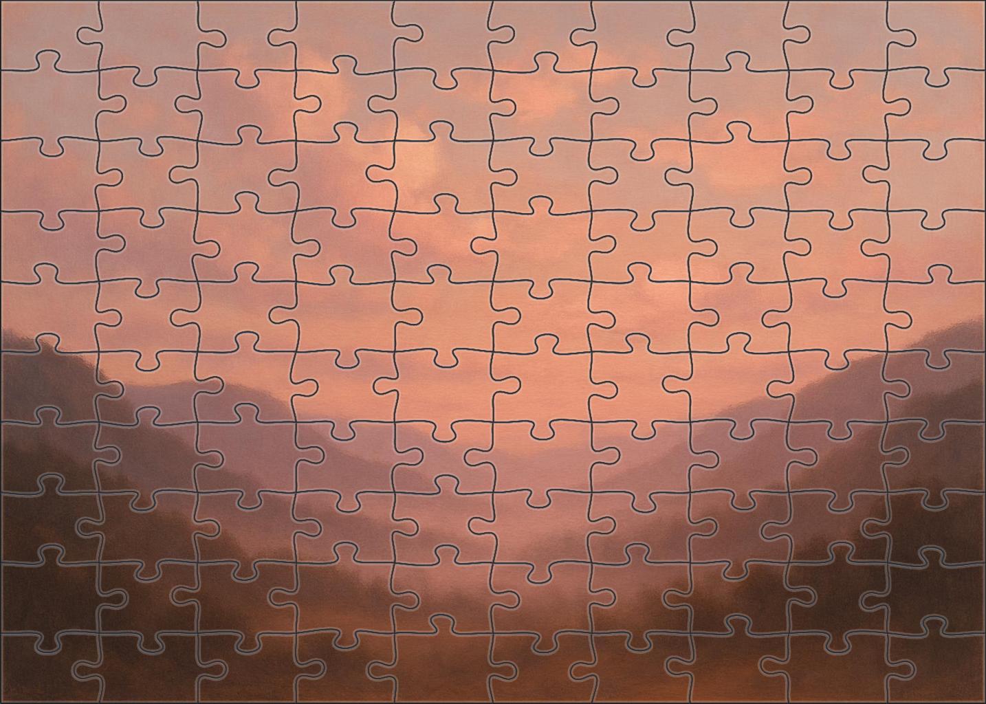 Soft Peach Mist Over Quiet Valley Mini Puzzle