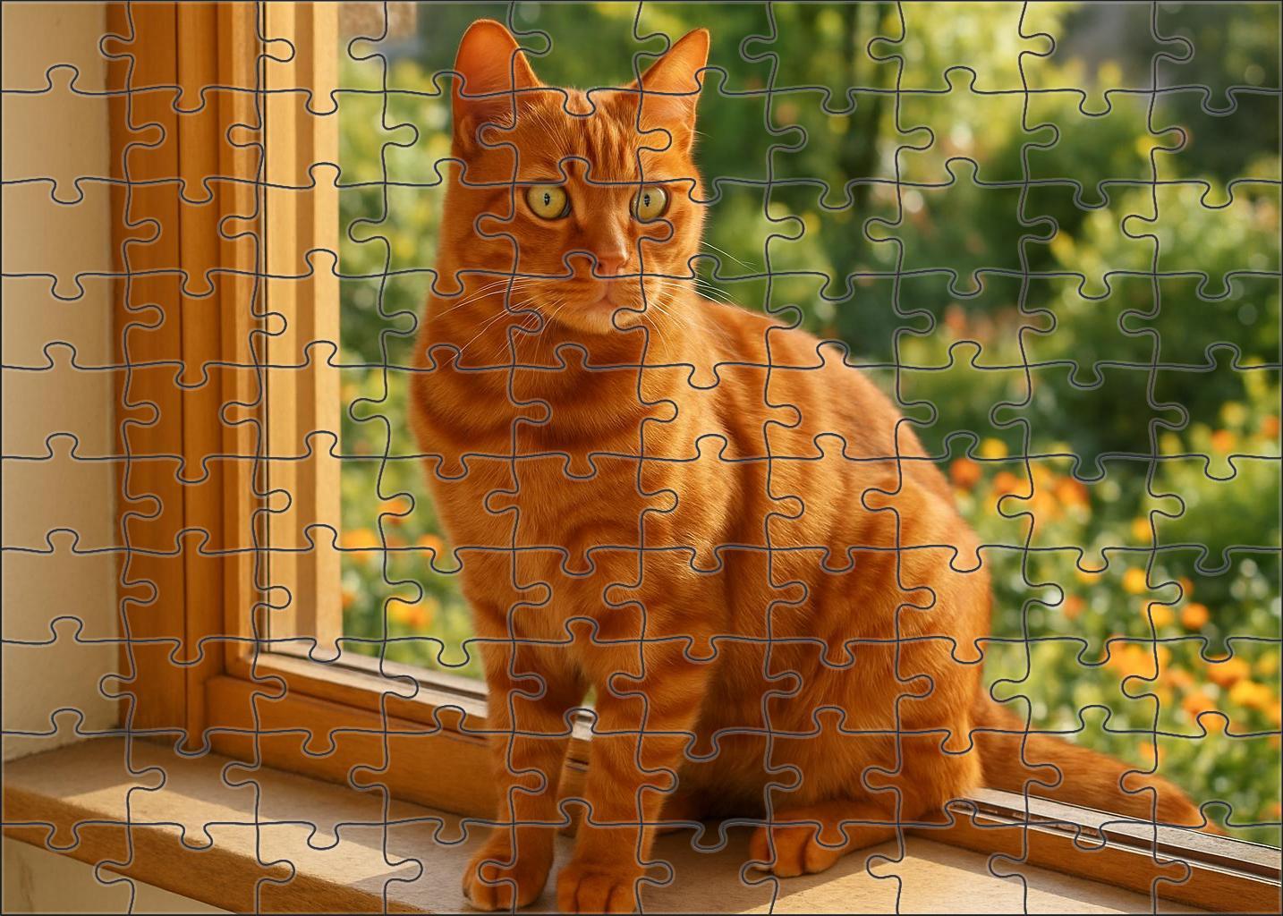 Copper Gleam Shining Copper-toned Cat With Bold Personality 20 Piece Puzzle