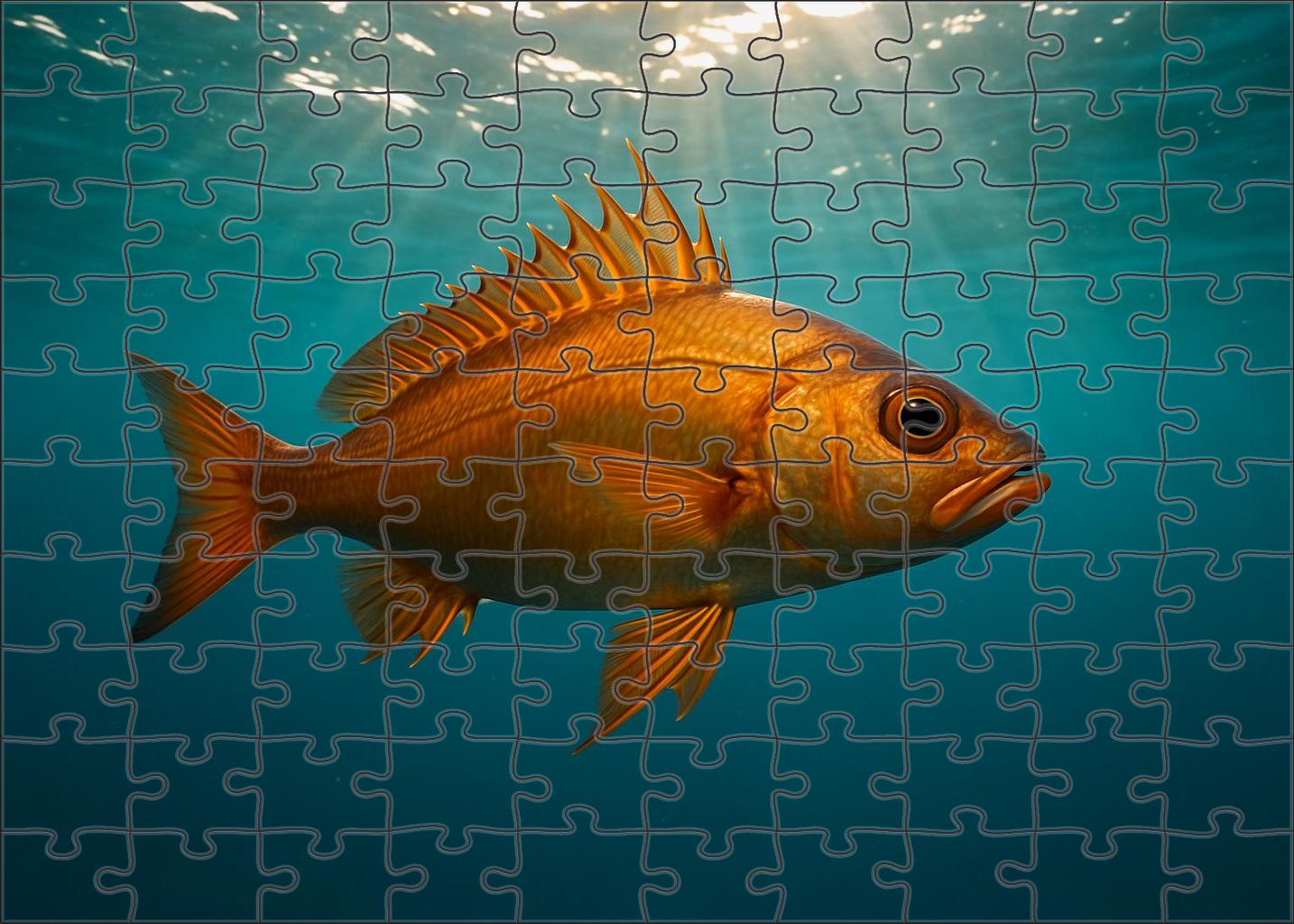 Amber Spinefish Elongated Hunter With Radiating Fin Spines Mini Puzzle