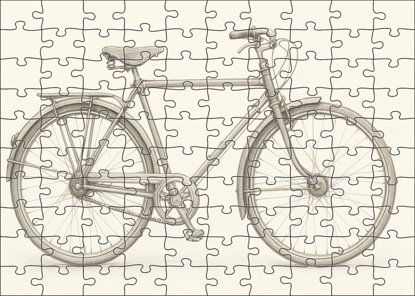 Vintage Bicycle Study Crisp Pencil Lines And Soft Tonal Shading Large Format Puzzle