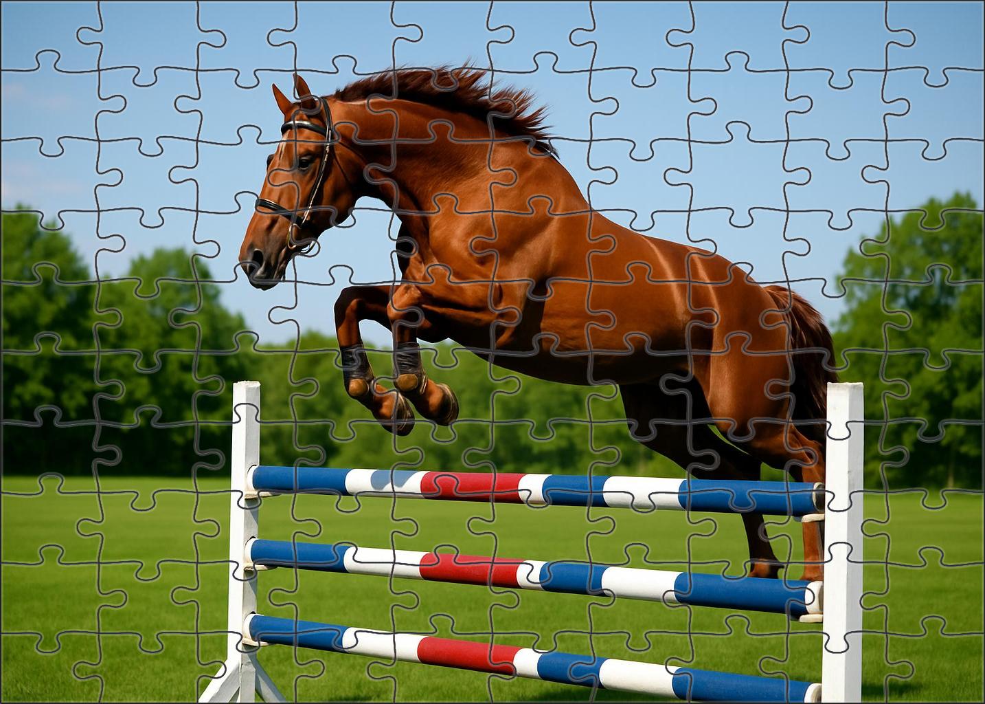 Dawnfire Charger Fiery Chestnut Stallion With Explosive Jumping Talent Puzzle For Kids