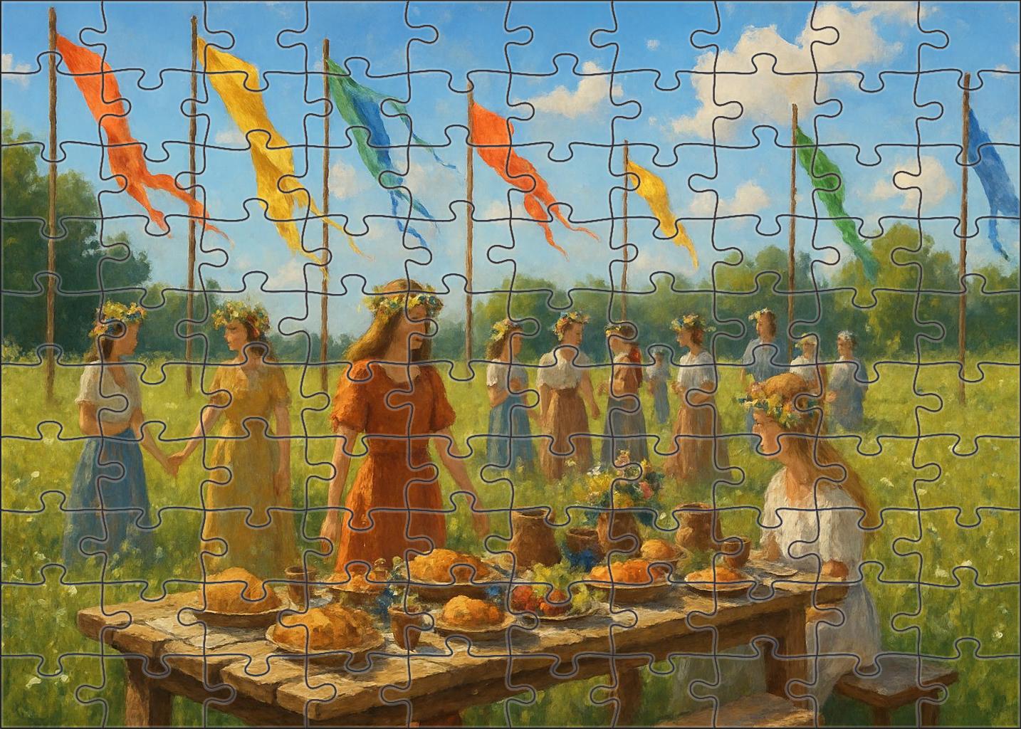 Sun-kissed Meadow Jubilee Bright Banners And Wildflower Crowns Puzzle Fun