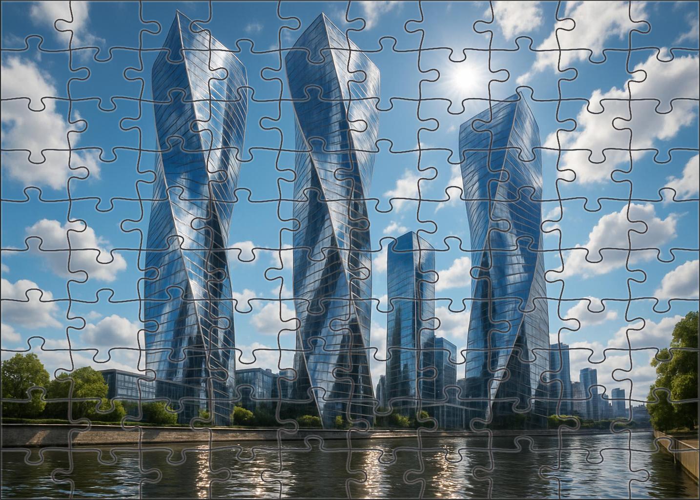 Lujiazui Skyline Futuristic Riverbank With Shanghai Tower And Twisting Skyscrapers Puzzle For Adults