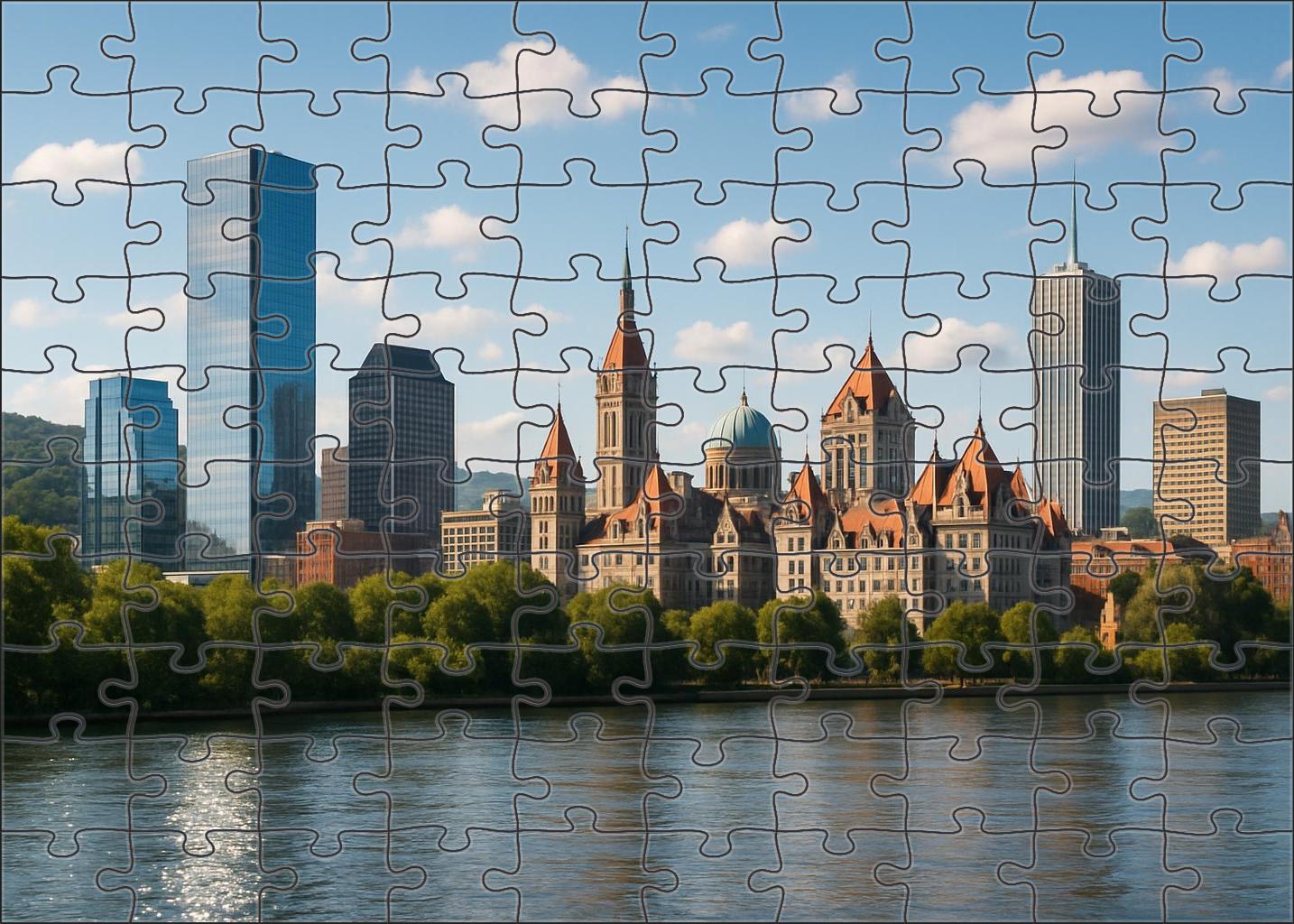 Montreal Skyline Historic And Modern Mix On The St Lawrence River Mini Puzzle