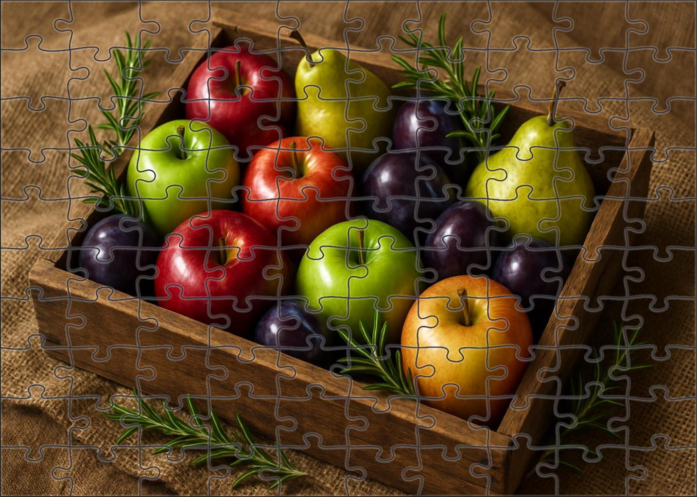 Autumn Orchard Crate Crisp Apples Pears And Plums In A Rustic Wooden Box 1000 Piece Puzzle