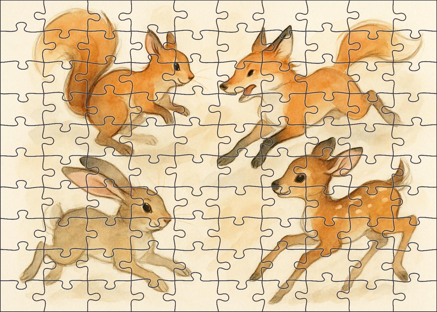 Whimsical Fauna Doodles Ink And Wash Playful Creatures Custom Jigsaw Puzzle