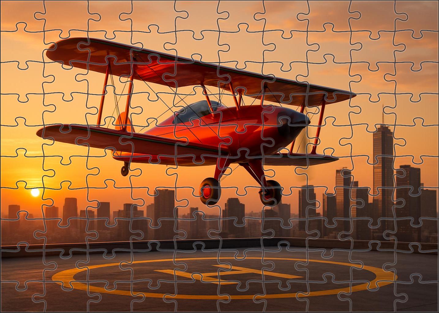 Retro-futuristic Electric Biplane Taxi 50 Piece Puzzle