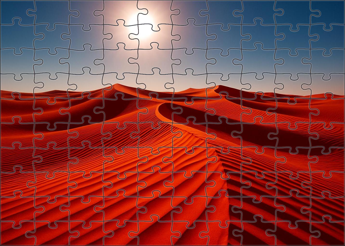 Crimson Wave Undulating Red Sand Ridges Under Midday Sun Large Format Puzzle
