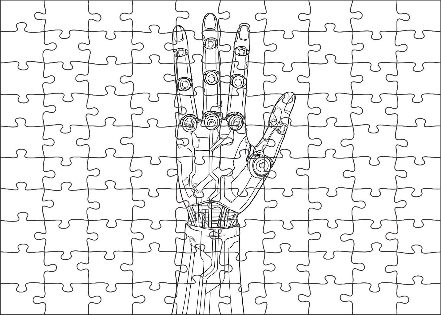 Mechanical Hand Draft Inked Line Drawing Of Robotic Appendage With Precision And Detail 1000 Piece Puzzle