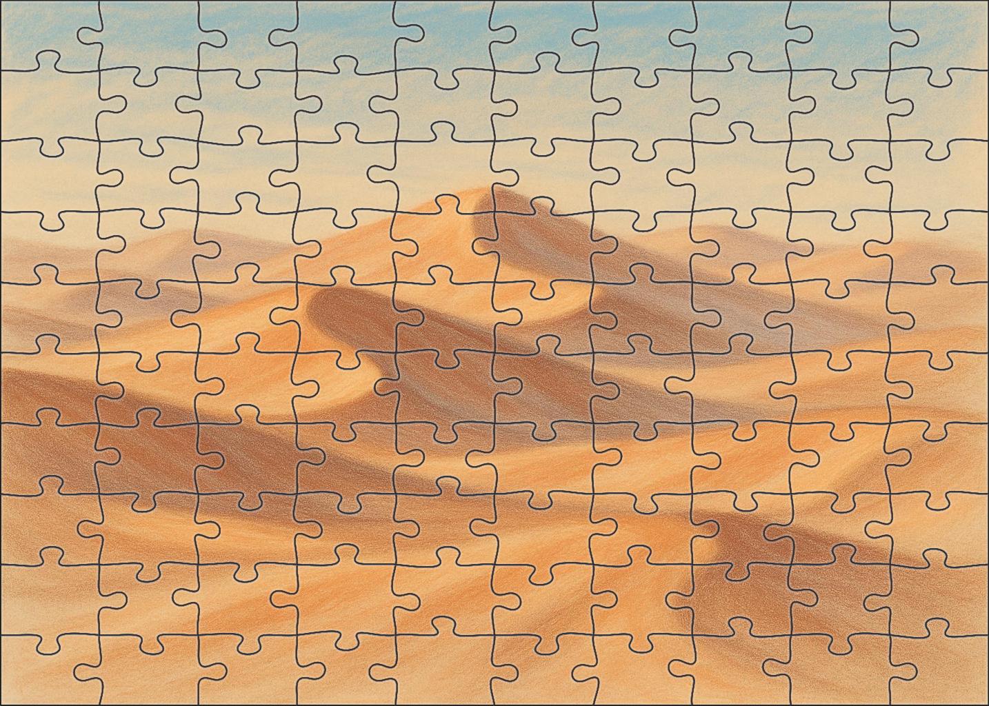 Desert Dunes In Pastel Soft Chalk Landscape Sketch Premium Puzzle Pieces